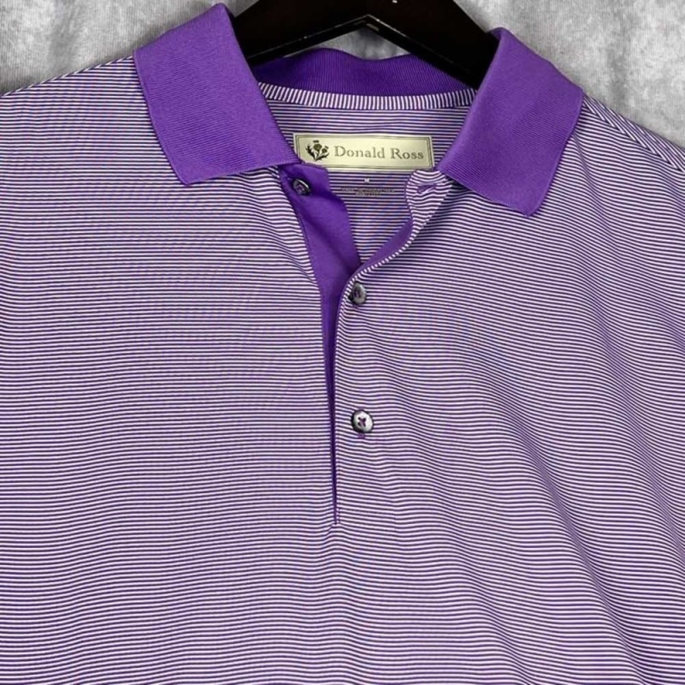 Donald Ross Men's Purple Stripe Golf Polo Shirt "Hide‎ Out"